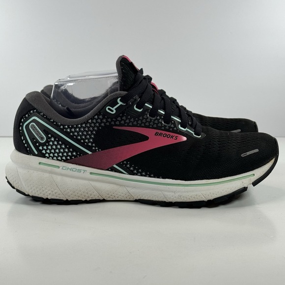 Brooks Ghost 14 Black And Pink Athletic Running Sneakers Shoes Women's Size 8 B - Picture 1 of 10